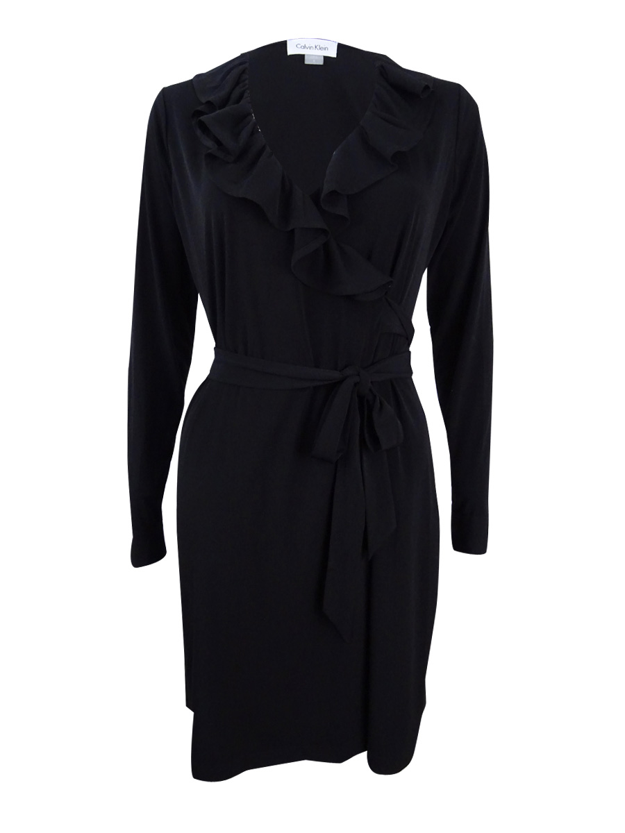 Calvin Klein Women's Ruffled Smocked Waist Dress Black Size 4